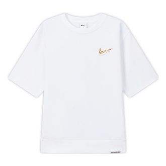 Nike Solid Color Cartoon Small Label Sports Training Round Neck Short Sleeve White DV3201-100