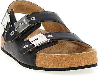 Balenciaga Mens Black Calfskin Flat Sandals