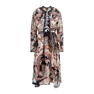 Farm Rio Midi jurk met V-hals en trekkoord - Dames - Casual kleedjes - Beige - L - Kleedjes