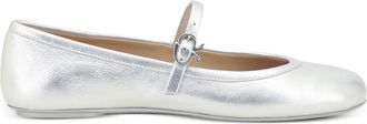 Gianvito Rossi Womens Carla Nappa Silk Washed Ballerina - Light Grey Leather - Size EU 40