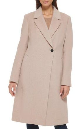 Cole Haan Asymmetric Slick Wool Blend Coat in Beige at Nordstrom Rack, Size 2
