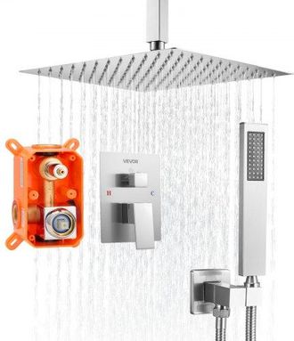 OEM Juego De Grifo De Ducha De Lluvia Con Cabezal De Ducha Cuadrado De 30,5 Cm Y Rociador De Mano, Grifer&iacute;a De Techo Con V&aacute;lvula De Lat&oacute;n Y Kit De Embelle