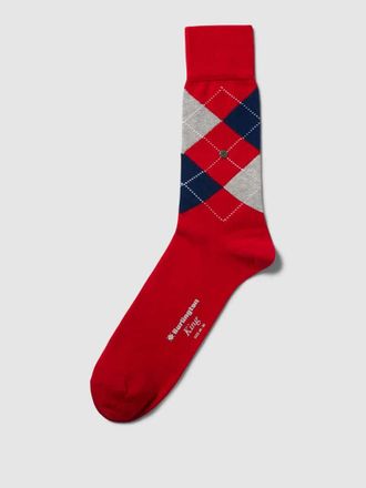 Burlington Socken mit Karomuster Modell KING in Rot, Größe 40-46