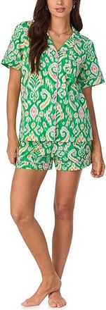 Bedhead Pajamas Short Sleeve Cotton Knit Boxer Pajama Set Womens Pajama Sets Beverly Ikat : XS (US 2-4)