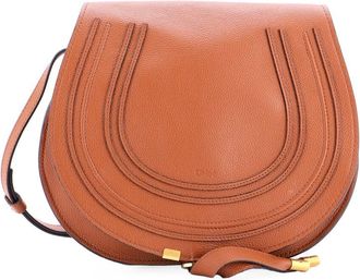 Chlo&eacute; Brown Sheep Leather Marcie Saddle Bag Medium (Authentic Pre-Loved)