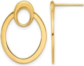 Diamond2Deal 14K Yellow Gold Oval Shape Drop Dangle Earrings