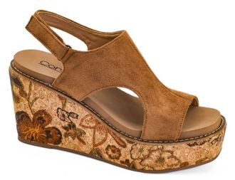 Corkys Footwear Womens Freddie Wedge Sandals In Brown Faux Suede