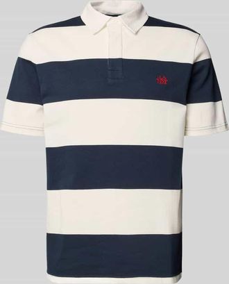 Review Regular Fit Poloshirt mit Rugby-Streifen und Logo-Bestickung in Marine, Gr&ouml;&szlig;e XXL
