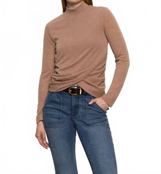 Sanctuary Draped Mock Neck Sweater In Mocha