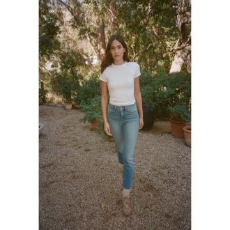 Good American Womens Soft Tech Good Legs Straight Jeans | Extra Stretch, Flat Tummy Tech, Gap-Proof Waistband in Indigo Size 15 Plus | Good A