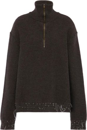Maison Margiela Wool Quarter-Zip Sweater - Dames - Coltruien - Bruin - L - Wol - Truien & Vesten