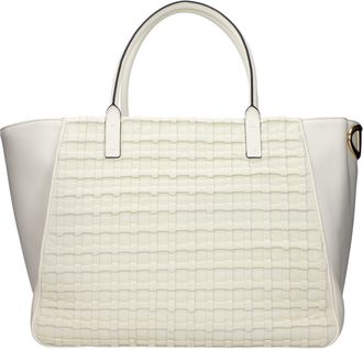 Valentino Garavani Womens Interlocking-Weave Leather Tote Beige