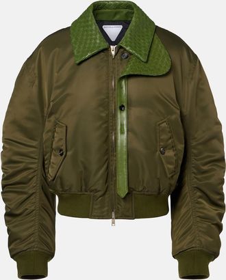 Bottega Veneta Intrecciato leather-trimmed bomber jacket