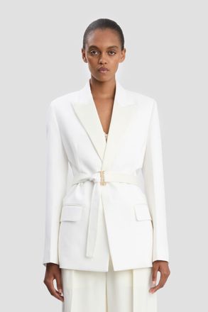Victoria Beckham Belted Tailored Jacket In Ivory 10