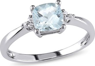 Delmar Cushion-Cut Aquamarine & Diamond Ring in Blue at Nordstrom Rack, Size 7