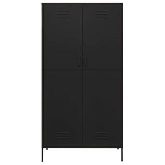 Berkfield Home Wardrobe Black 90x50x180 cm Steel | Size: 90 x 50 x 180 cm
