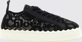 Chlo&eacute; Sneakers Lauren in pizzo e pelle con suola platform e logo