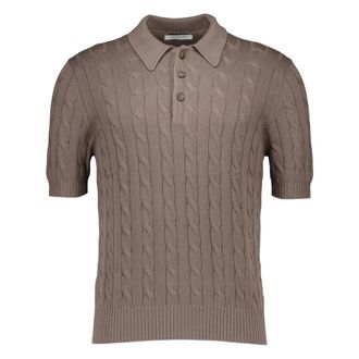 Gran Sasso Polo Shirts, male, Beige, Size: 2XL Egyptian Cotton Cable Tennis Polo