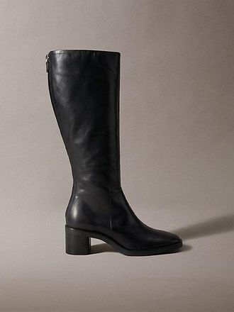 Calvin Klein Botas De Piel Hasta La Rodilla De Tac&oacute;n Grueso