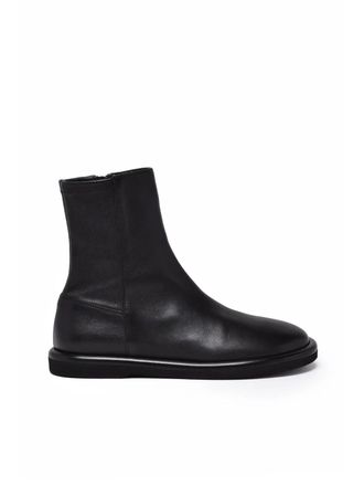 Officine Creative Black Leather Zip Ankle Boots
