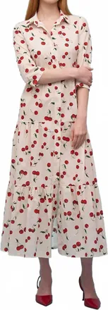 Astrid Cherry Maxi Dress In Ivory/milti