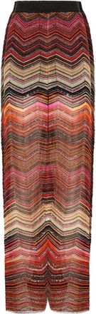 Missoni zigzag-pattern lamé palazzo pants - women - Metallic Fibre/Rayon/Polyamide/Polyester/Polyester/Elastane - 46 - Red