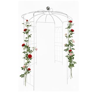 Relaxdays Relaxdays Pabell&oacute;n De Rosas Met&aacute;lico, 290 X 206 X 206 Cm, Soporte Para Trepadoras, Jard&iacute;n, Con Gancho, Blanco
