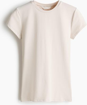 H&M Figurnahes T-Shirt aus Mikrofaser - Beige