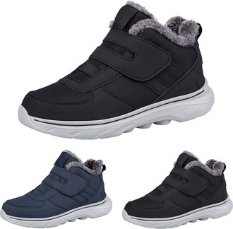 Generic Walking Boots For Elderly Men Mens Easy Fasten Trainers Non Slip Walking Boots Thermal Lined Trainers Outdoor Sports Shoes With Grippy Outsole Touch F