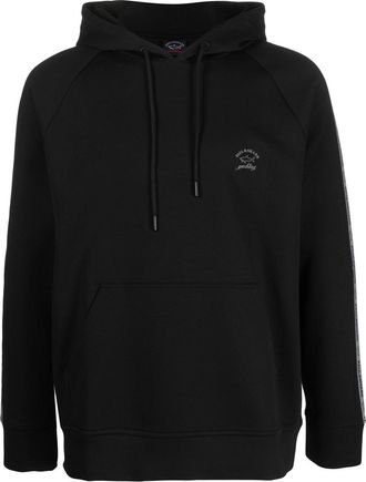 Paul & Shark logo-print cotton-blend hoodie - men - Polyester/Elastane/Cotton - XXXXL - Black