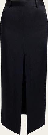Tom Ford Tailored Crepe Envers Satin Slit Maxi Skirt