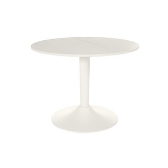 Miliboo Mesa Baja Redonda De Dise&ntilde;o En Cer&aacute;mica Blanca Y Metal D60 Cm Malou