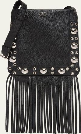 Valentino Garavani Nellcote Small Fringe Studded Leather Crossbody Bag
