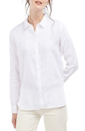 Barbour Marine Linen Button-Up Shirt in White at Nordstrom, Size 10 Us