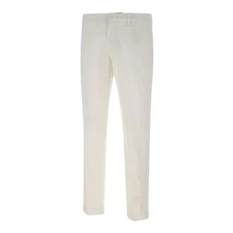 Fay Slim-fit Trousers, male, White, Size: W36 Stretch Gabardine Capri Trousers