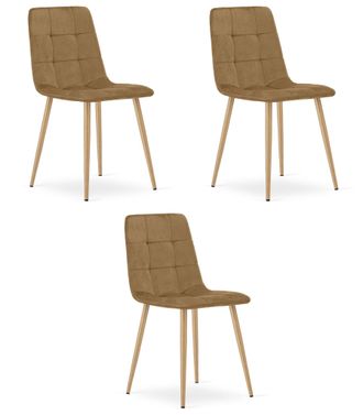 OEM Silla Kara - Terciopelo Marr&oacute;n / Patas Color Madera X 3