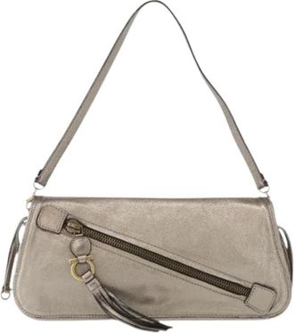 Ferragamo Pre-owned Shoulder Bags, female, Gray, Size: ONE SIZE Pre-owned Leather Shoulder Bag