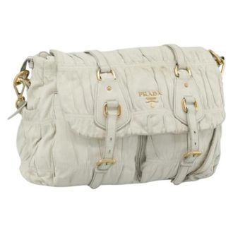 Prada Pre-owned Vintage Schoudertas - Dames - Pre-owned - Grijs - Maat: ONE Size Leer