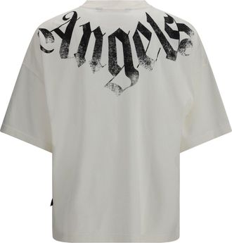 Palm Angels Distressed Big Neck Logo Print T-Shirt - White
