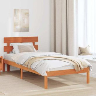 vidaXL Estructura De Cama Marr&oacute;n 90 X 200 Cm Madera Maciza De Pino Vidaxl