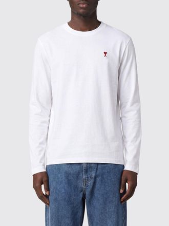 Ami T-shirt a maniche lunghe in jersey di cotone con logo ricamato