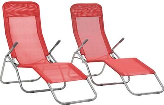vidaXL Tumbonas Plegables 2 Unidades Textilene Rojo Vidaxl