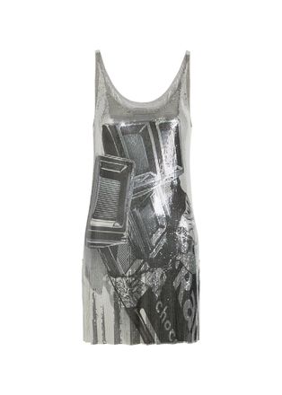 Paco Rabanne Printed Chainmail Mini Dress - White And Blue - 38 (UK10 / S)