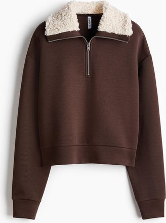 H&M Scuba-Sweatshirt mit Zipper - Brown