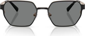Michael Kors Madagascar 55mm Irregular Sunglasses in Black Matte /Dark Grey Mono at Nordstrom