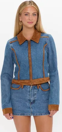 Show me your Mumu Dawson Jacket in Indigo With Faux Suede at Nordstrom, Size X-Small