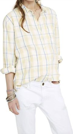 Hatch Cotton Boyfriend Shirt In Sunflower Plaid