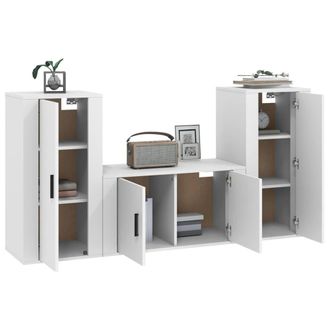 Berkfield Home Classic 3 Piece TV Cabinet Set White Engineered Wood