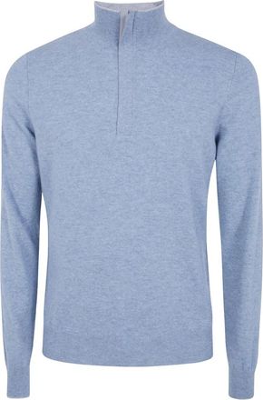 Gran Sasso Jersey de cuello alto con cremallera de manga larga - Knitwear - Hombre - Azul - 2XL