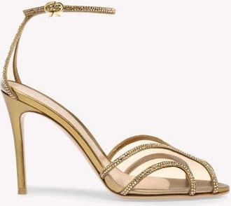Gianvito Rossi Isabel Sandal in Metallic Gold Suede at Nordstrom, Size 36.5